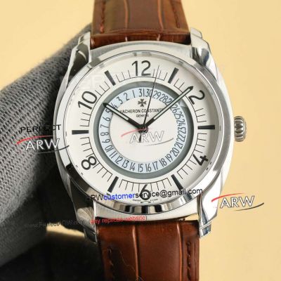 Replica GR Factory Vacheron Constantin Quai De L'ile Date White Dial Brown Strap 4500S Watch